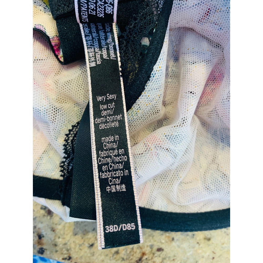 Victoria's Secret Demi Bra Women 38D Multicolor Floral Mesh Lace Very Sexy - Picture 5 of 11